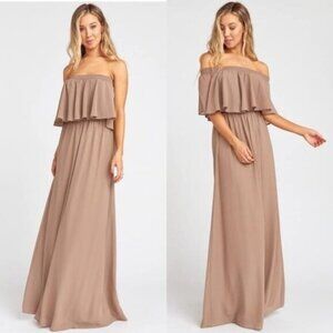 NWT Show Me Your Mumu Hacienda Maxi Dress XS Dune Chiffon Bridesmaid Convertible